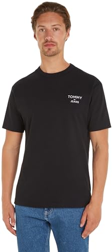 Tommy Jeans Herren T-Shirt Kurzarm Rundhalsausschnitt, Schwarz (Black), 4XL von Tommy Jeans