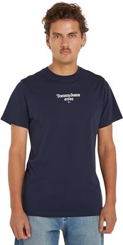 Tommy Jeans Herren T-Shirt Kurzarm Slim Rundhalsausschnitt, Blau (Dark Night Navy), XXL von Tommy Jeans