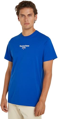 Tommy Jeans Herren T-Shirt Kurzarm Slim Rundhalsausschnitt, Blau (Persian Blue), XS von Tommy Jeans