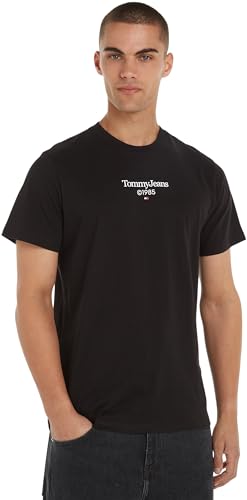 Tommy Jeans Herren T-Shirt Kurzarm Slim Rundhalsausschnitt, Schwarz (Black), 5XL von Tommy Jeans