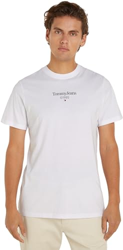 Tommy Jeans Herren T-Shirt Kurzarm Slim Rundhalsausschnitt, Weiß (White), XXL von Tommy Jeans