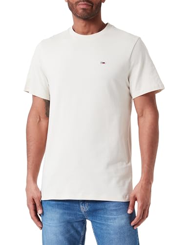 Tommy Jeans Herren T-Shirt Kurzarm TJM Classic Rundhalsausschnitt, Elfenbein (Newsprint), L von Tommy Jeans