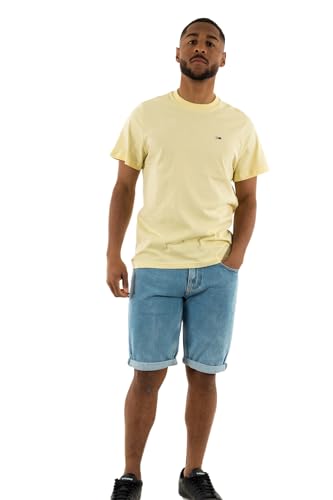 Tommy Jeans Herren T-Shirt Kurzarm TJM Classic Rundhalsausschnitt, Gelb (Lemon Zest), L von Tommy Jeans