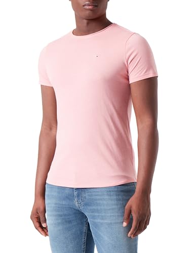Tommy Jeans Herren T-Shirt Kurzarm TJM Slim Slim Fit, Rosa (Tickled Pink), L von Tommy Jeans