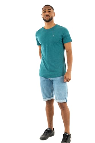 Tommy Jeans Herren T-Shirt Kurzarm TJM Slim Slim Fit, Türkis (Timeless Teal), XXL von Tommy Jeans