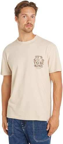 Tommy Jeans Herren T-Shirts Kurzarm Rundhalsausschnitt, Elfenbein (Newsprint), S von Tommy Jeans