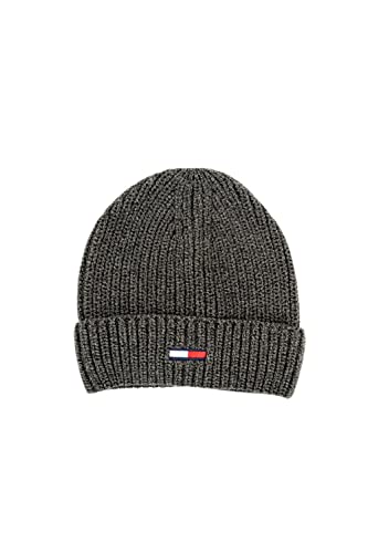 Tommy Jeans Herren TJM Basic Rib Beane Beanie-Mütze, Dark Grey Melange, Einheitsgröße von Tommy Jeans