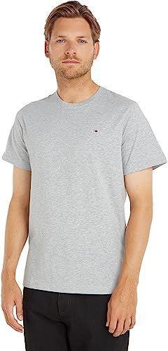 Tommy Jeans Herren T-Shirt Kurzarm TJM Classic Rundhalsausschnitt, Grau (Light Grey Heather), XXL von Tommy Jeans