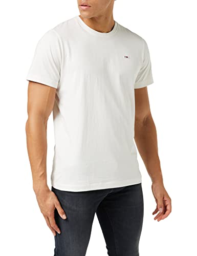 Tommy Jeans Herren T-Shirt Kurzarm TJM Classic Rundhalsausschnitt, Weiß (White), L von Tommy Hilfiger