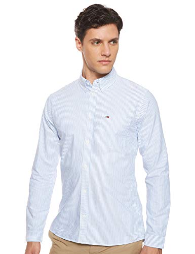 Tommy Jeans Herren TJM Classics Oxford Ithaca Shirt Freizeithemd, Blau (Light Blue 414), Small (Herstellergröße:S) von Tommy Jeans