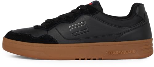 Tommy Jeans Herren Cupsole Sneaker aus Leder, Schwarz (Black), 40 von Tommy Jeans
