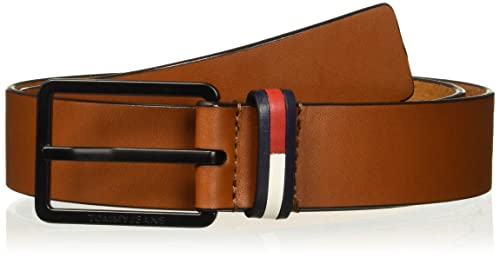 Tommy Jeans Herren TJM Elevated Flag Leather 3.5 Gürtel, Natural Cognac, 110 cm von Tommy Jeans