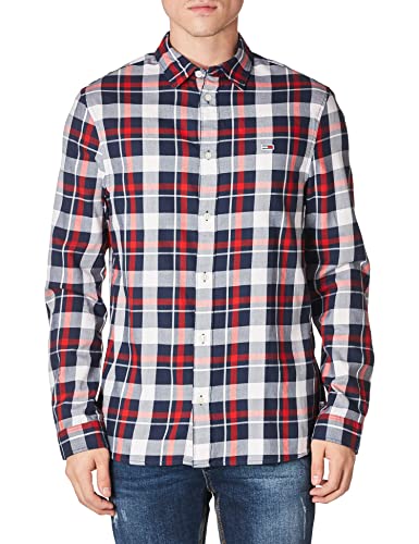 Tommy Jeans Herren TJM Essential Check Shirt DM0DM15112 Hemden, Rot, M von Tommy Hilfiger