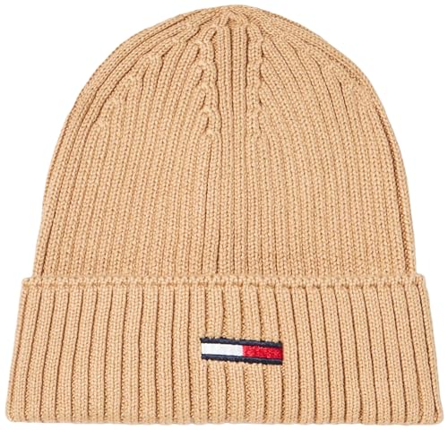 Tommy Jeans Herren TJM Flag Rib Beanie AM0AM11693 Gestrickte Mütze, Beige, OS von Tommy Jeans