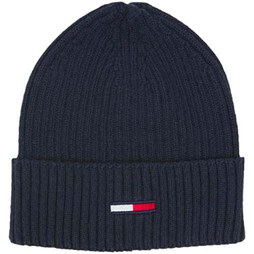 Tommy Jeans Herren TJM Flag Rib Beanie AM0AM10390 Gestrickte Mütze, Blau, OS von Tommy Jeans