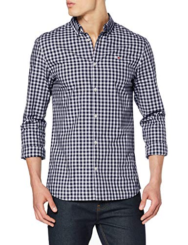 Tommy Jeans Herren TJM Gingham Shirt Freizeithemd, Weiß (Classic White YA2), Small (Herstellergröße:S) von Tommy Jeans