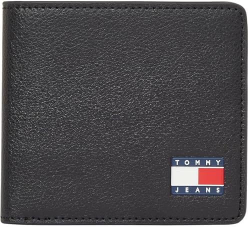 Tommy Jeans Herren Geldbeutel Heritage Leather Faltbar, Schwarz (Black), Einheitsgröße von Tommy Jeans