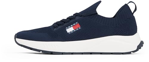 TOMMY JEANS Herren Runner Sneaker Kntitted Low Top, Blau (Dark Night Navy), 40 von TOMMY JEANS