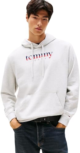Tommy Jeans Herren TJM Reg DNA Hoodie EXT Dm0Dm22113 Pullover-Sweatshirt, Grey (Lt Grey Htr), L von Tommy Jeans