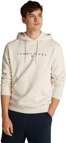 Tommy Jeans Herren TJM Reg Linear Logo Hoodie EXT Dm0dm20746 Kapuzenpullover, Beige (Oat Marl), XXL EU von Tommy Jeans