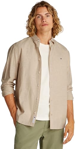 Tommy Jeans Herren TJM Reg Linen Blend EXT Dm0dm20875 L/S Shirt, Beige (Relic Tan), XL EU von Tommy Jeans