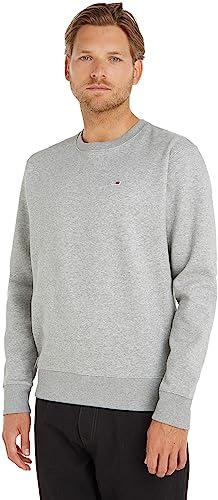 Tommy Jeans Herren Sweatshirt TJM Regular ohne Kapuze, Grau (Light Grey Heather), XL von Tommy Jeans