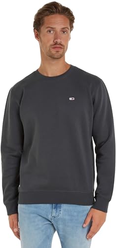Tommy Jeans Herren Sweatshirt Tjm Regular Fleece C Neck ohne Kapuze, Grau (New Charcoal), S von Tommy Hilfiger