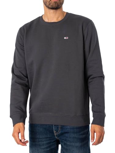 Tommy Jeans Herren Sweatshirt Regular Fleece C Neck Ohne Kapuze, Grau (New Charcoal), XS von Tommy Jeans