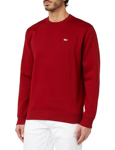 Tommy Jeans Herren Sweatshirt Tjm Regular Fleece C Neck ohne Kapuze, Rot (Magma Red), XS von Tommy Jeans