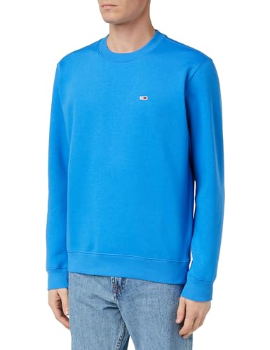 Tommy Jeans Herren Sweatshirt Tjm Regular Fleece C Neck ohne Kapuze, Blau (Meridian Blue), L von Tommy Jeans