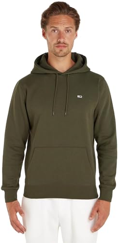 Tommy Jeans Herren Hoodie Regular Fleece mit Kapuze, Grün (Drab Olive Green), S von Tommy Jeans