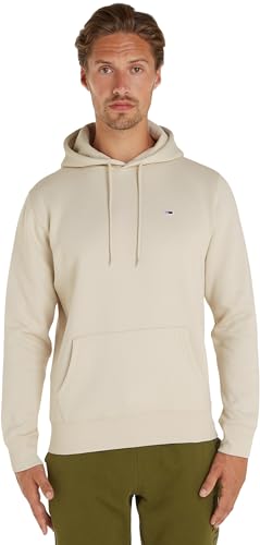 Tommy Jeans Herren Hoodie Tjm Regular Fleece Hoodie mit Kapuze, Elfenbein (Newsprint), XS von Tommy Jeans