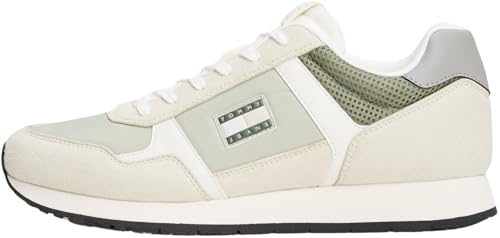 Tommy Jeans Herren Runner Sneaker Casual Low Top, Grün (Aruba Green), 40 von Tommy Jeans