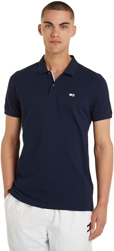 Tommy Jeans Herren Poloshirt Kurzarm Slim Fit, Blau (Dark Night Navy), 6XL von Tommy Jeans