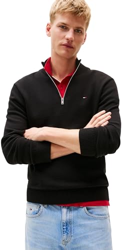 Tommy Jeans Herren TJM SLM Light ¼ Zip SWTR EXT Dm0dm21654 Pullover Mit Halbem Reißverschluss, Black (Black), L EU von Tommy Jeans