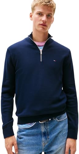 Tommy Jeans Herren TJM SLM Light ¼ Zip SWTR EXT Dm0dm21654 Pullover Mit Halbem Reißverschluss, Blue (Dark Night Navy), S EU von Tommy Jeans
