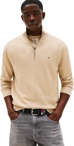 Tommy Jeans Herren TJM SLM Light ¼ Zip SWTR EXT Dm0dm21654 Pullover Mit Halbem Reißverschluss, Khaki (Silt), XL EU von Tommy Jeans