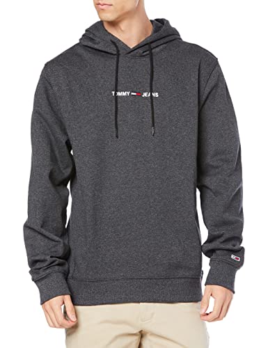 Tommy Jeans Herren TJM STRAIGHT LOGO HOODIE Kapuzenpullover, Schwarz, 42 von Tommy Jeans