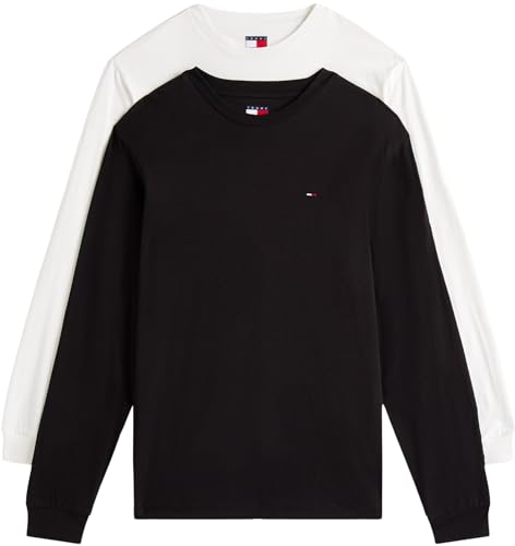 Tommy Jeans Herren TJM Slim 2Pack EXT Dm0Dm22148 L/S T-Shirt, Multi (Black/Ecru), S von Tommy Jeans