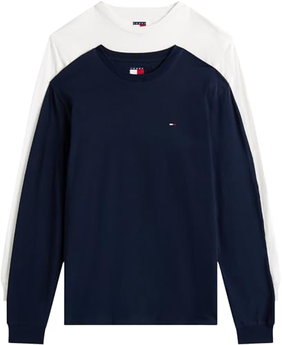 Tommy Jeans Herren TJM Slim 2Pack EXT Dm0Dm22148 L/S T-Shirt, Multi (Dark Night Navy/Ecru), XXL von Tommy Jeans