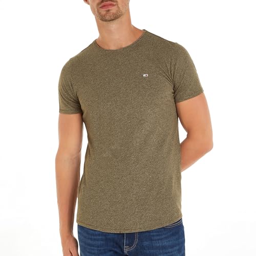 Tommy Jeans Herren T-Shirt Kurzarm Slim Jaspe Slim Fit, Grün (Drab Olive Green), M von Tommy Jeans