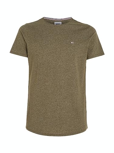 Tommy Jeans Herren T-Shirt Kurzarm Slim Jaspe Slim Fit, Grün (Drab Olive Green), XS von Tommy Jeans