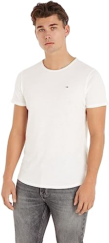 Tommy Jeans Herren T-Shirt Kurzarm Slim Jaspe Slim Fit, Beige (Ancient White), XXL von Tommy Jeans