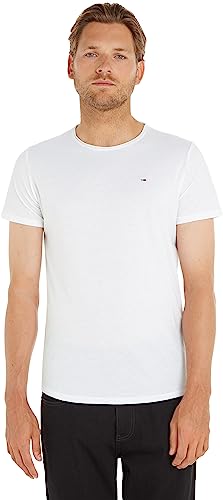 Tommy Jeans Herren T-Shirt Kurzarm TJM Slim Slim Fit, Weiß (White), M von Tommy Hilfiger