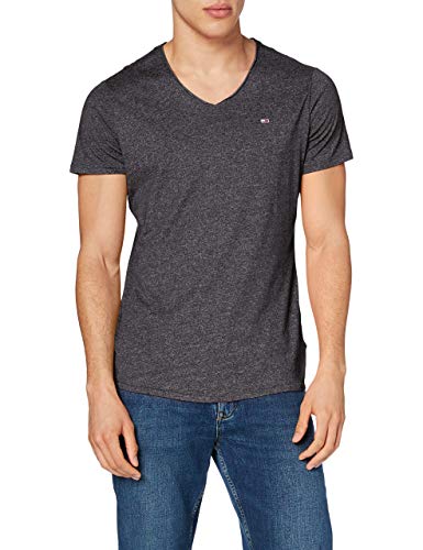 Tommy Jeans Herren TJM Slim Jaspe V Neck T-Shirt, Schwarz, S von Tommy Jeans