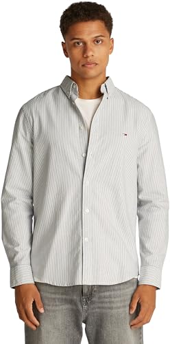 Tommy Jeans Herren TJM Slim Oxford EXT Dm0Dm20668 L/S Shirt, Blue (Dark Night Navy Stripe), 4XL von Tommy Jeans