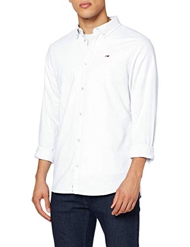 Tommy Jeans Herren TJM Stretch Oxford Shirt Freizeithemd, Classic White, Small von Tommy Jeans