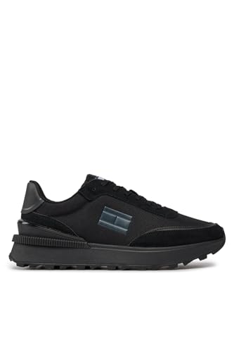 Tommy Jeans Herren Runner Sneaker Sportschuhe, Schwarz (Black), 43 von Tommy Hilfiger