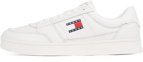 TOMMY JEANS Herren Cupsole Sneaker The Greenwich New aus Leder, Weiß (Ecru), 44 von TOMMY JEANS