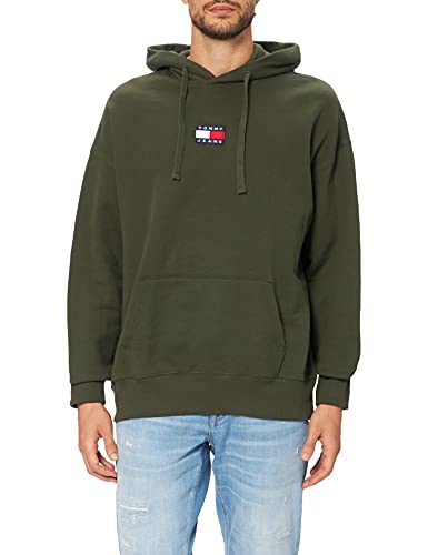 Tommy Jeans Herren TJM Tommy Badge Hoodie Kapuzenpullover, Dark Olive, 36 von Tommy Jeans